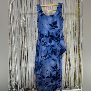 Floral Blue Sleeveless Dress